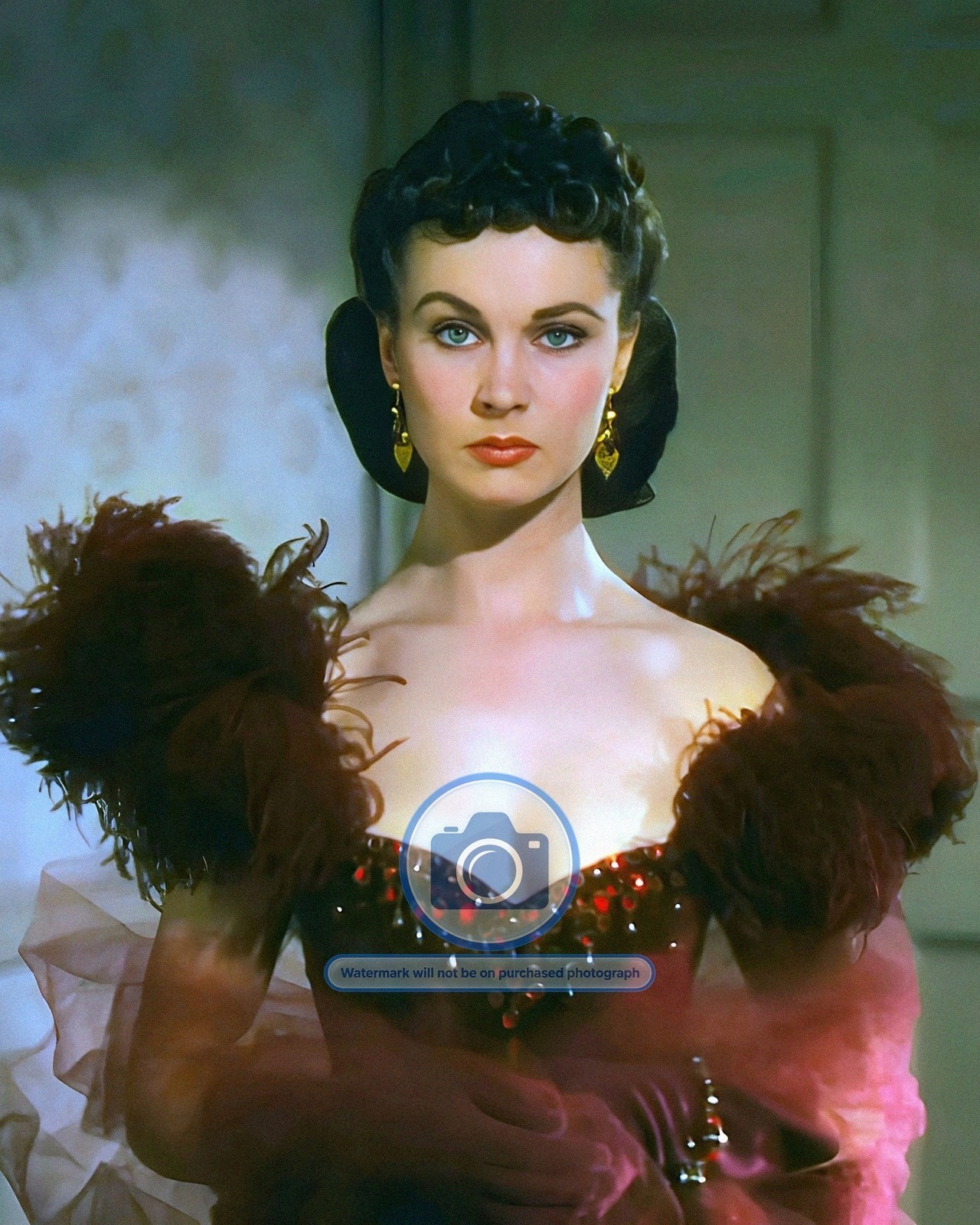 VIVIEN LEIGH IN RED GOWN GONE WITH THE WIND 1939 MOVIE 8X10 PHOTO