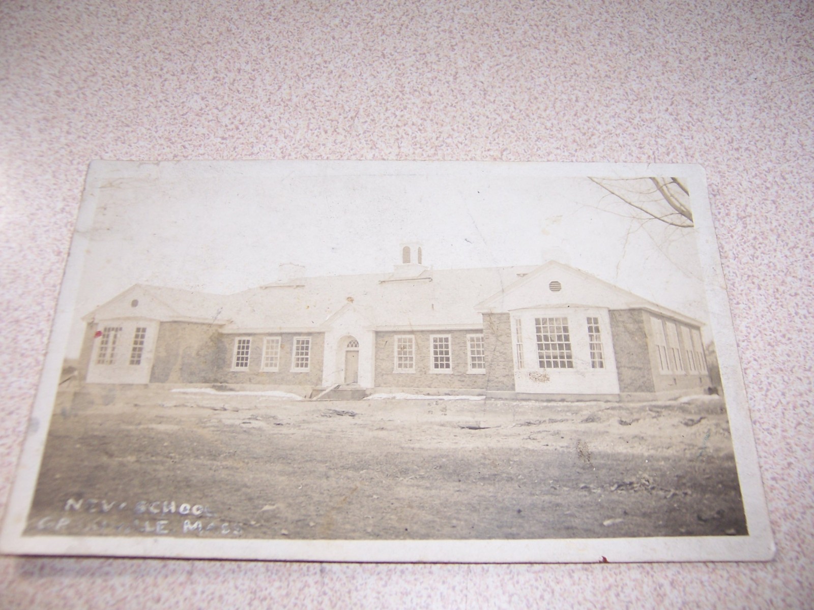 1930s VILLAGE SCHOOL, GRANVILLE, MA. RPPC POSTCARD