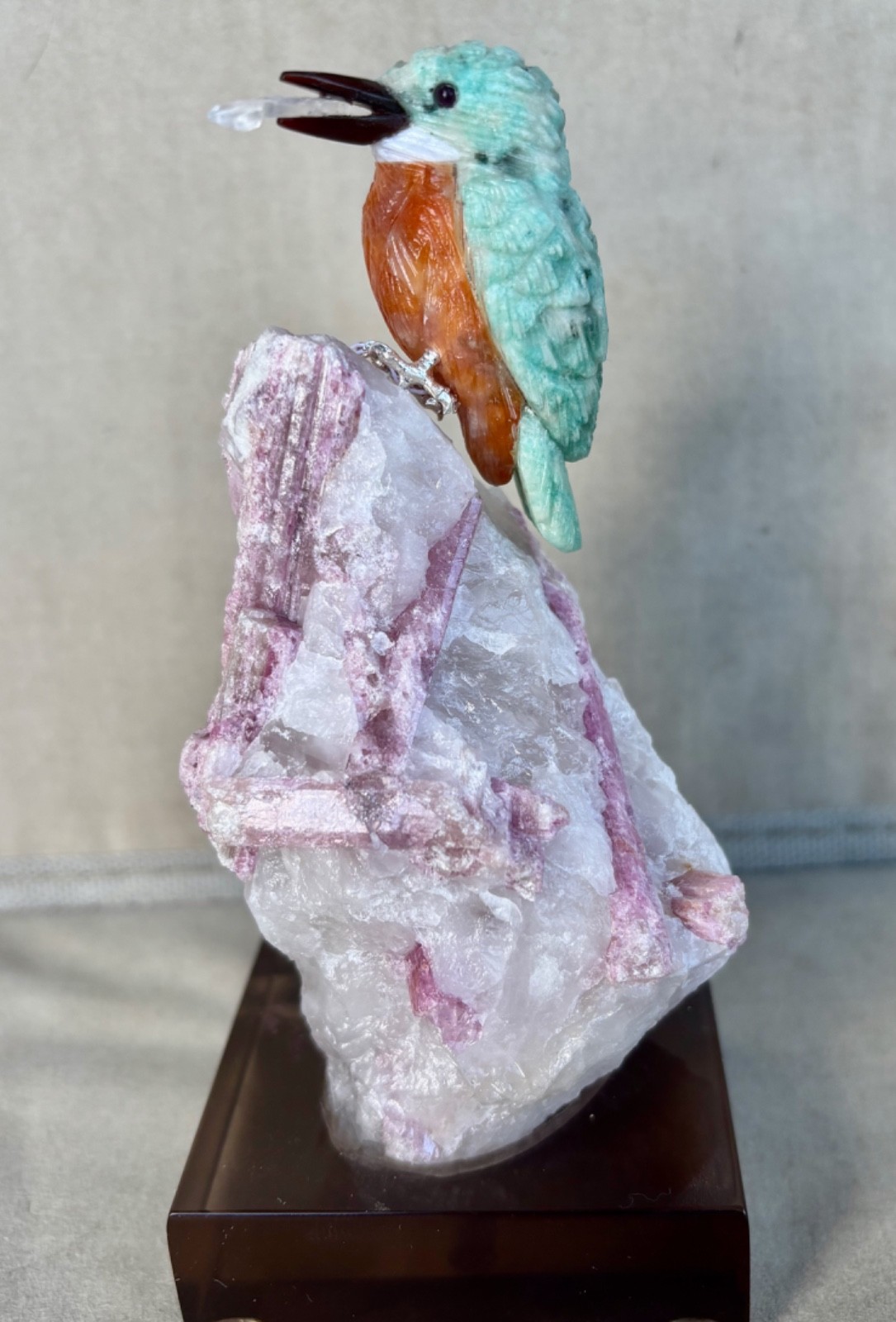 Amazonite and Orange Calcite Kingfisher  5 3/4\