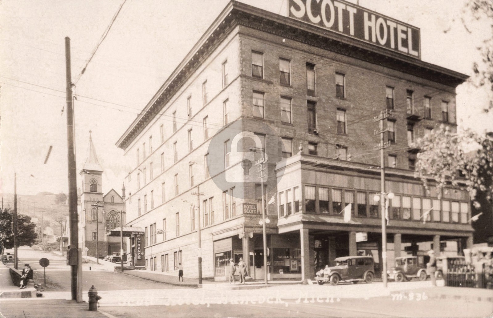 Scott Hotel, Hancock MI Michigan 1933 RPPC Photo Postcard COPY