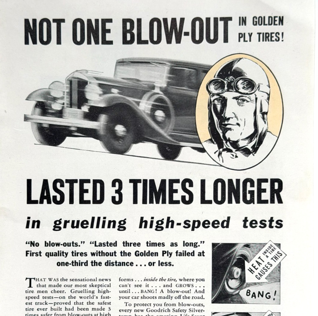 1933 Goodrich Silvertown Safety Tires Advertisement Antique Classic Automobilia