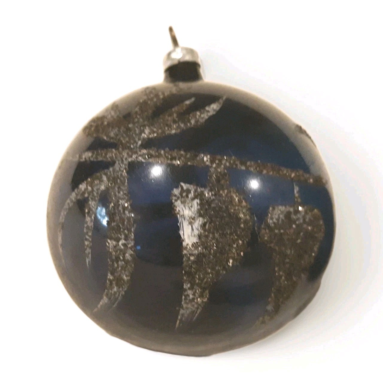 Vtg Rare Mica Frosted Mercury Glass West Germany Navy Christmas Ornaments(2)- 3\