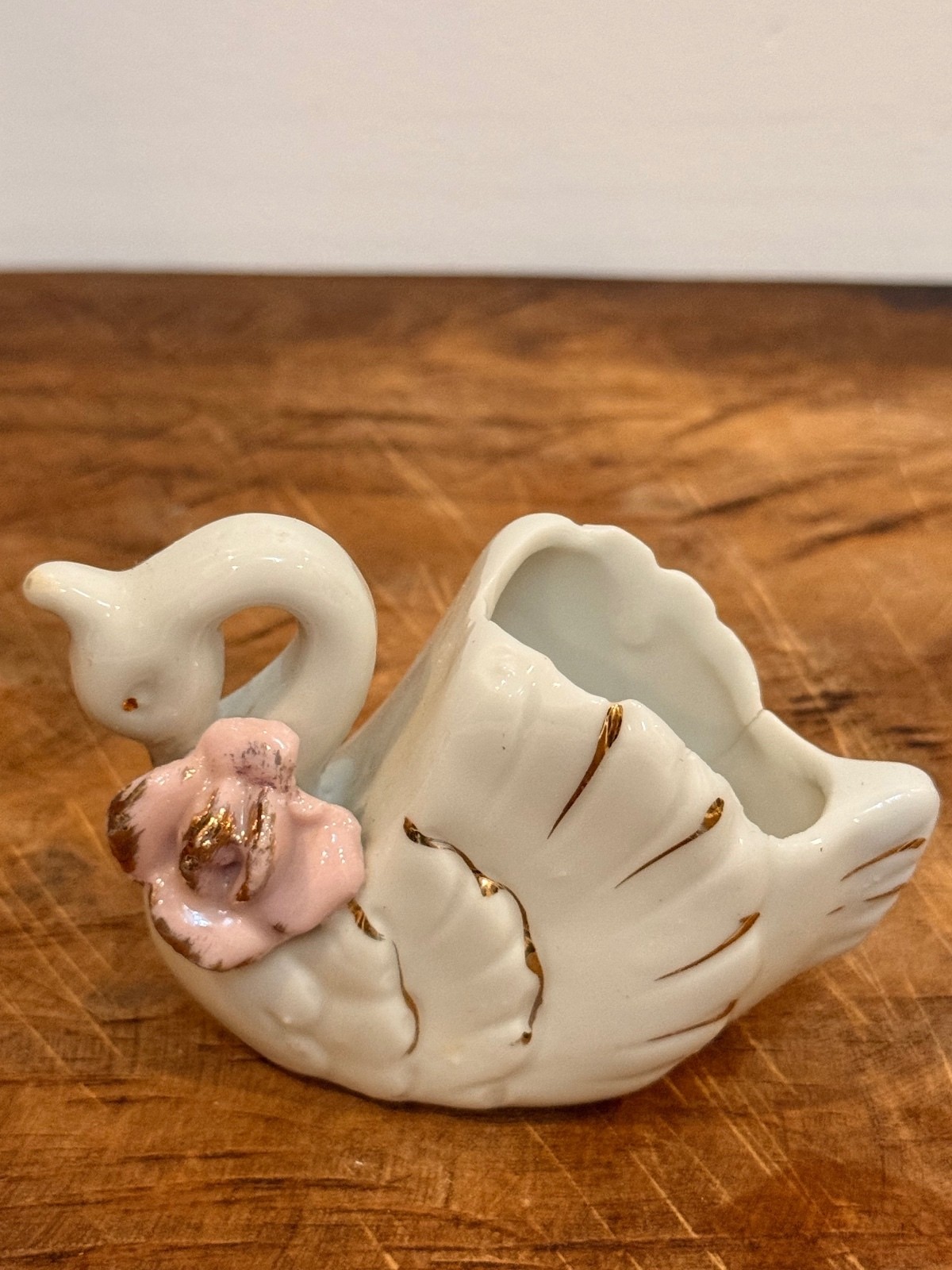 Vintage White Swan Ceramic Toothpick Holder Made in Japan