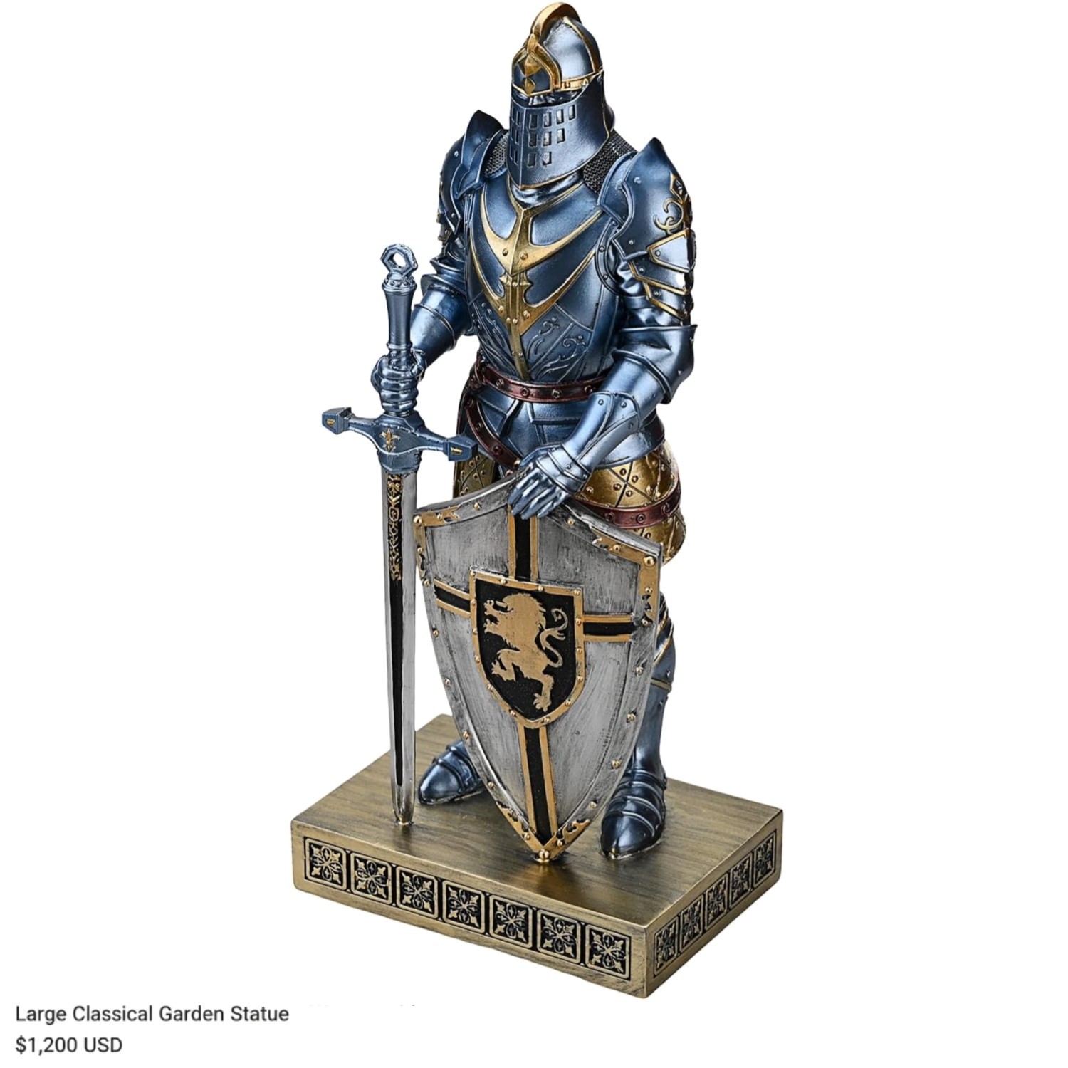 Solid Resin Knight Statue, 12.6 Inch Decorative Piece for Study or Living Room