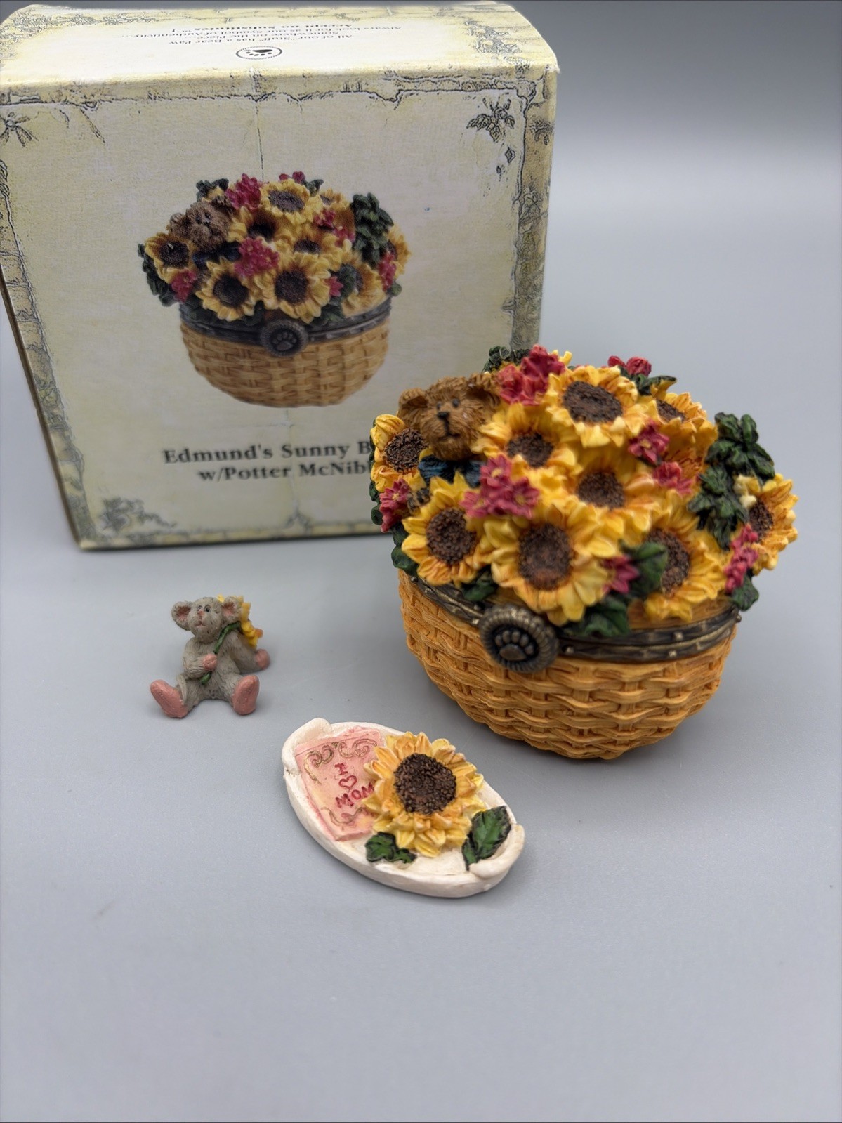 Boyds Bears Treasure Box Edmund\'s Sunny Basket w/Potter McNibble Trinket Box