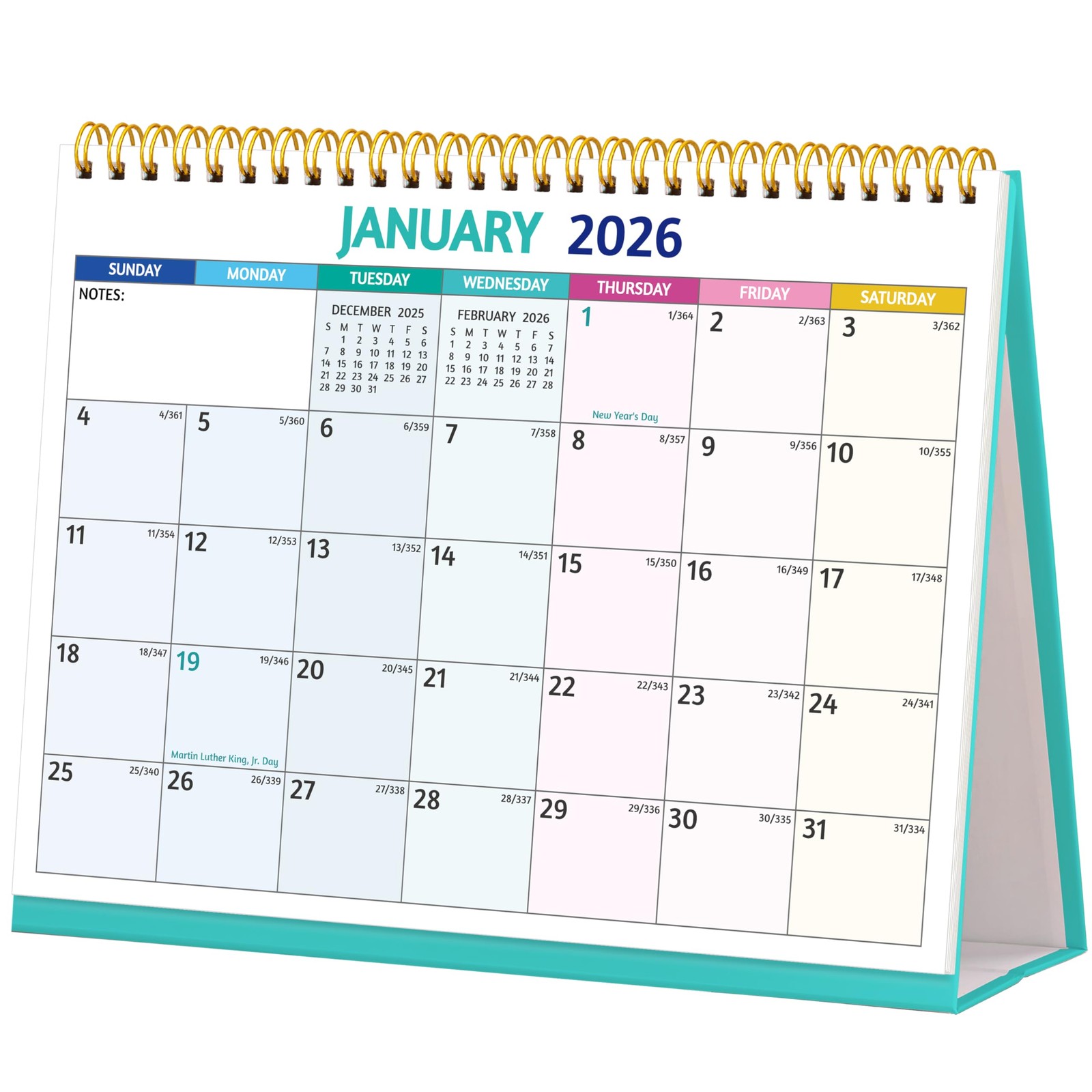 2026-2027 Desk Calendar Small Standing Flip Desktop Calendar Jan 2026-Dec 2027