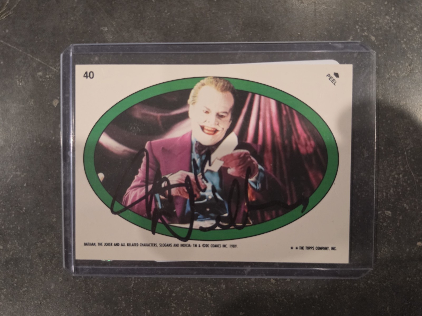 1989 Topps Batman Movie #40 Sticker The Joker Signed Jack Nicholson COA