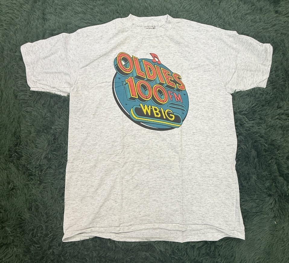 Vintage Oldies 100 FM WBIG Radio Station Promo T-Shirt Oneita Power-T XL