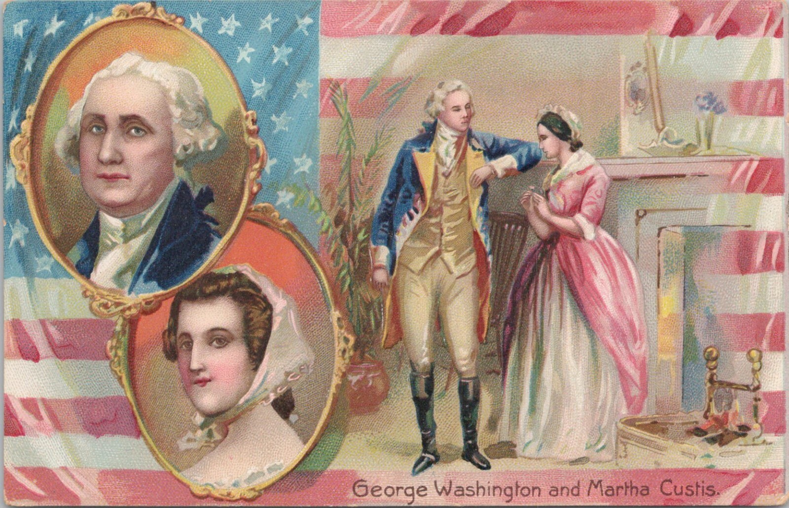 LITHO George Washington & Martha Custis Patriotic Raphael Tuck c. 1910