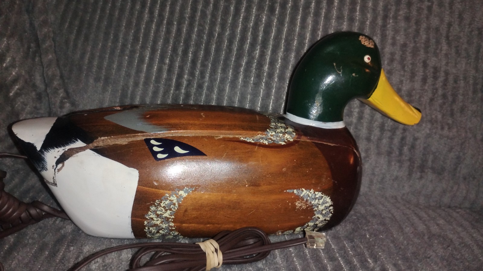 Vintage TeleMania Mallard Duck Wood Decoy Landline  Telephone -Tested (it works)