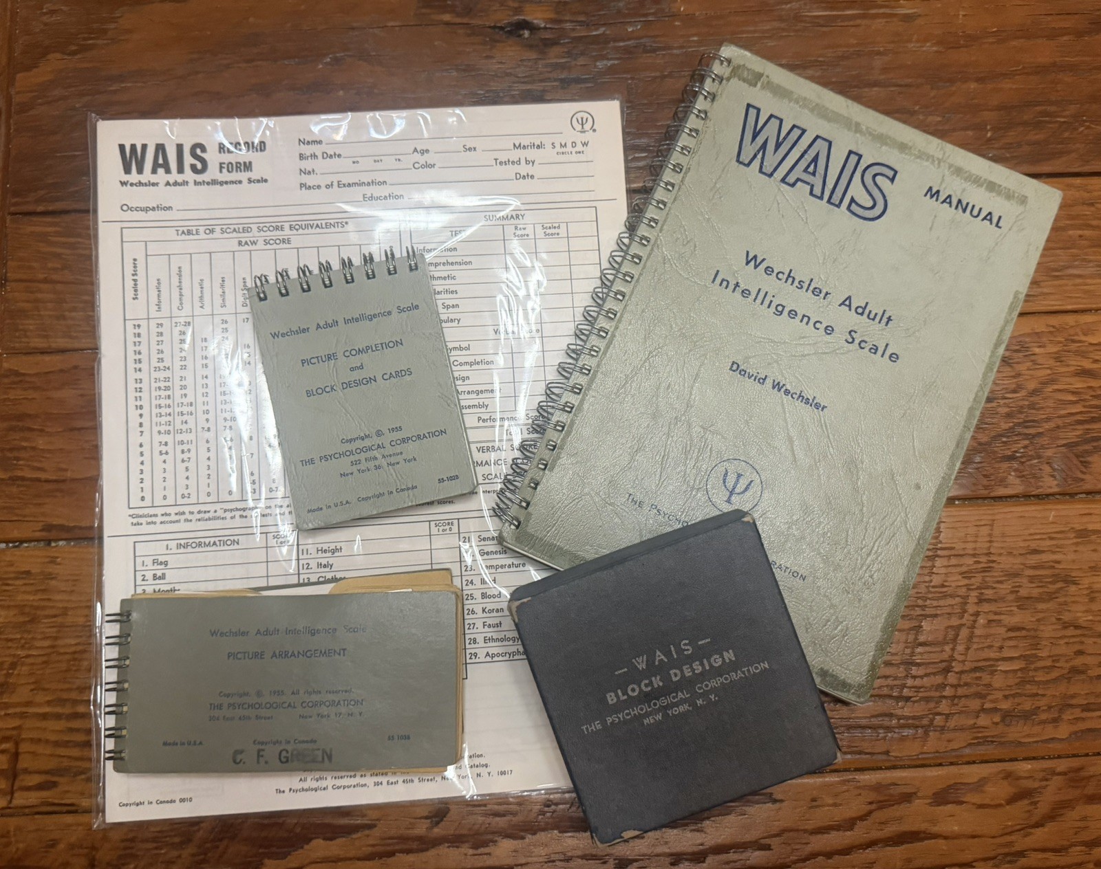  Authentic Vintage WAIS Wechsler Adult Intelligence Scale 1955 Psychology Kit 