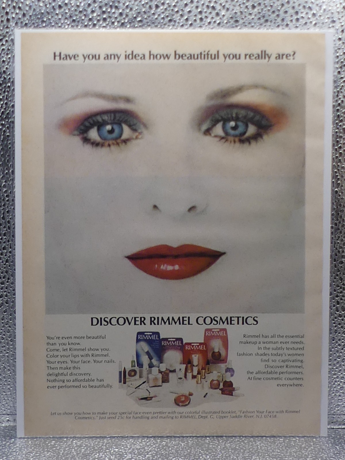 Vintage Discover Rimmel Cosmetics Makeup Lip 1978 Print Advertising Full Page Ad