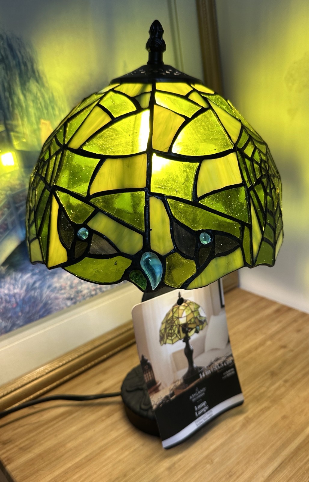 Ashland Halloween 2026 Hallowed Halls Stained Glass Spiderweb Lamp NEW 
