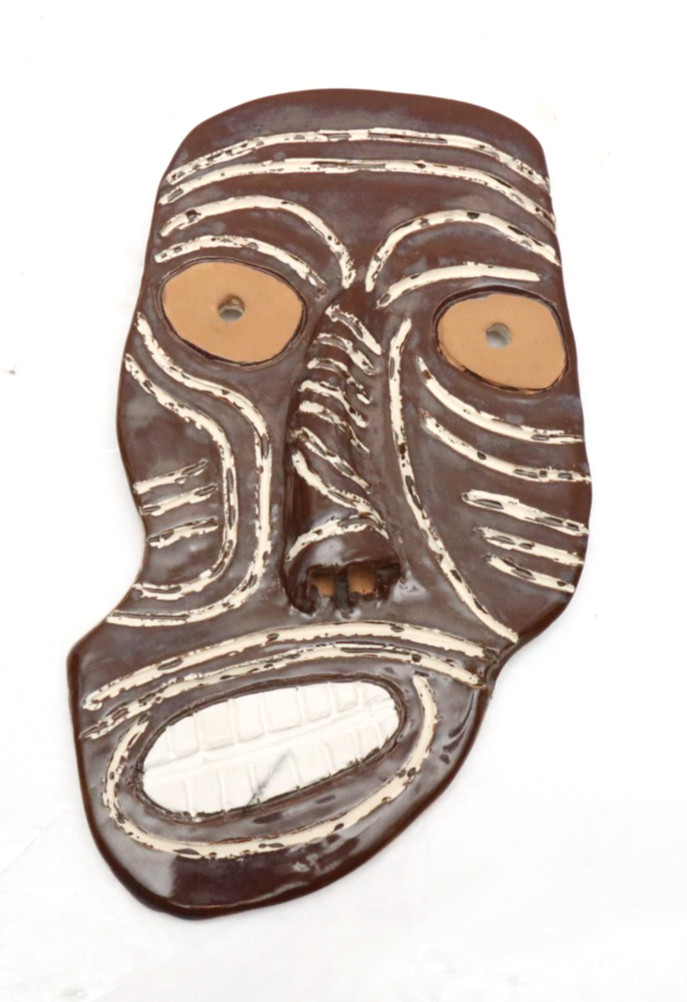 Northwest Coast Pottery Mask Art Huron Village Signed Vtg Native American Indian