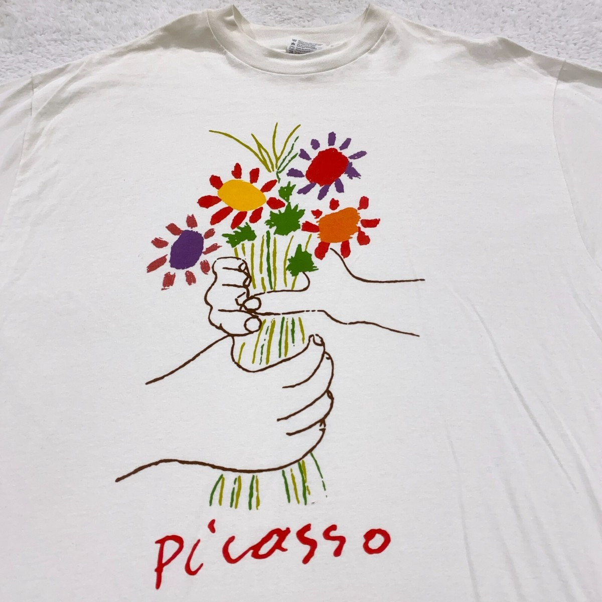 vintage 80s PICASSO ART T-Shirt  single stitch 90s flowers BOT_042 