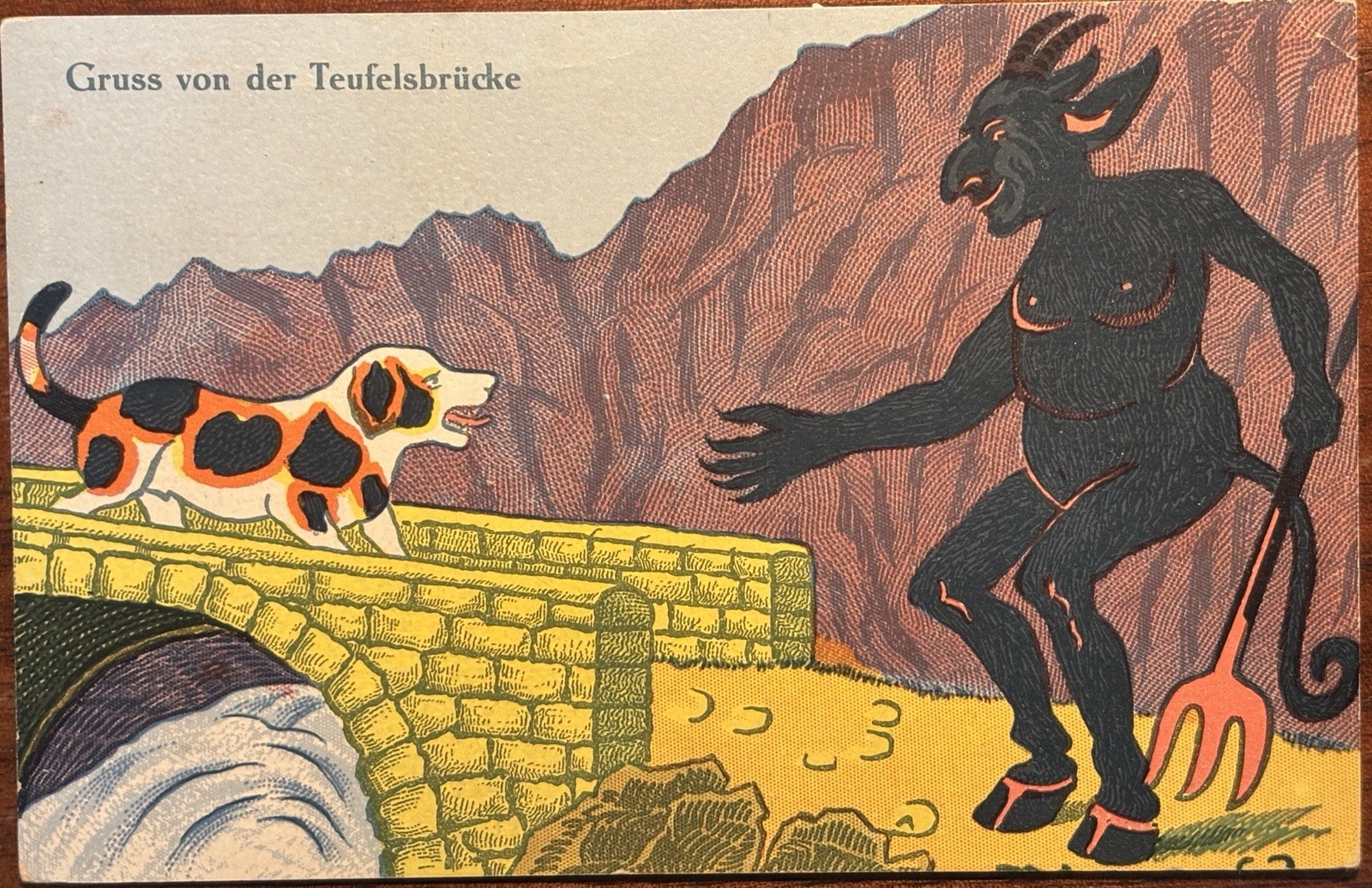 Antique Halloween Postcard 1907 Teufelsbrücke (Devil\'s Bridge) – Muller # 55