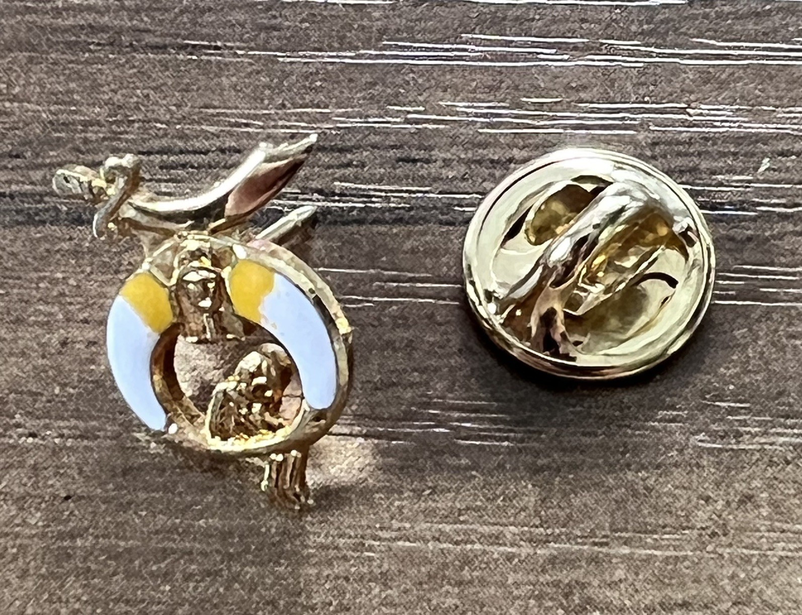 Vintage Shrine Masonic Freemason Pin w/ Sword, Crescent, Pyramid Head, & Child