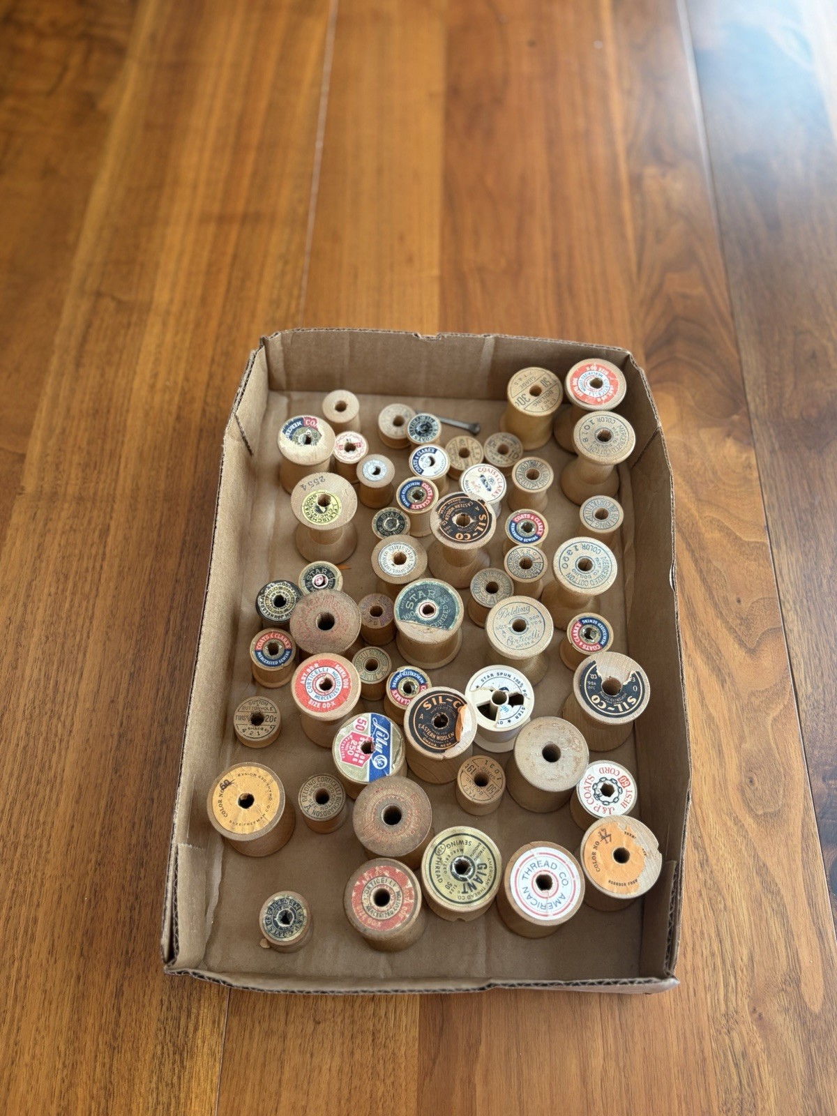 Lot 51 Vintage Wooden Thread Spools Coats Clark Corticelli Sil-Co Star Belding 