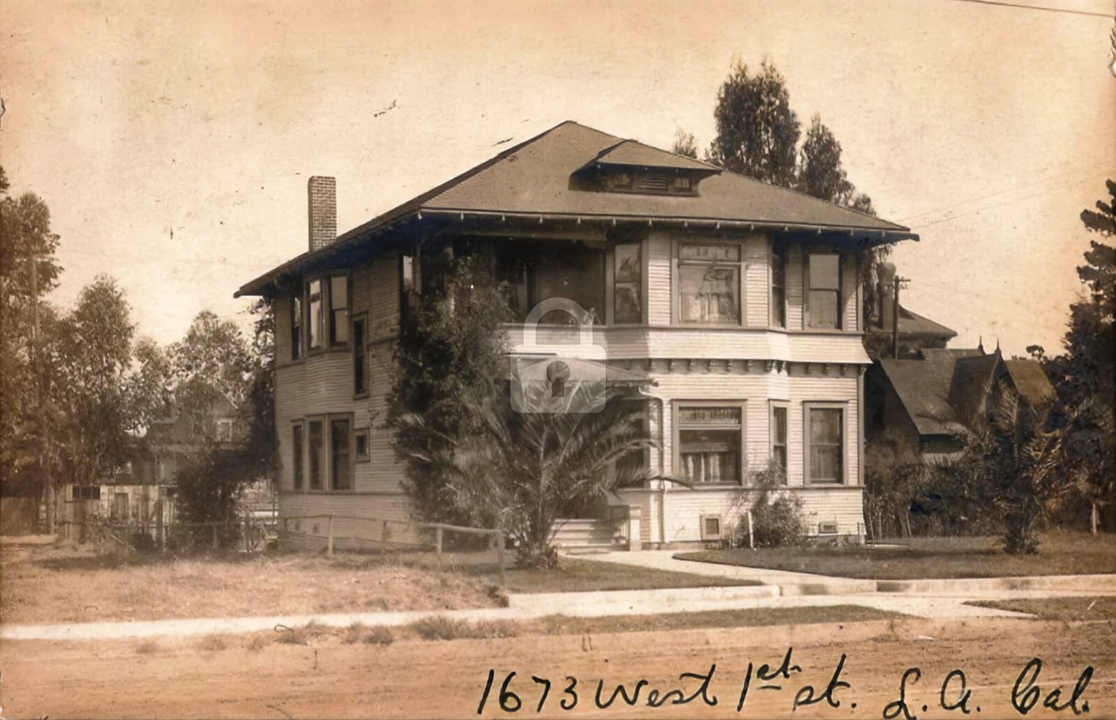 Los Angeles California Residence W 1st Street 1909 RPPC Photo Postcard COPY