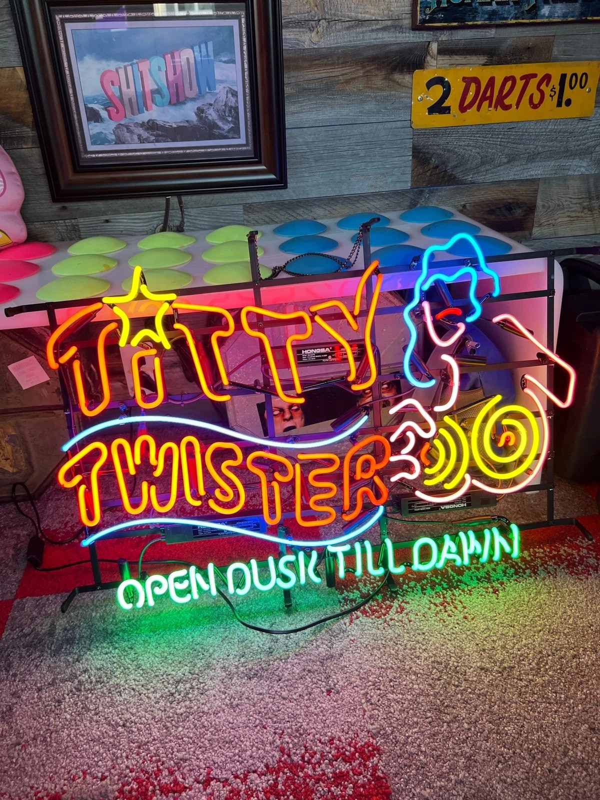 US STOCK Open Dusk Till Dawn Vintage Neon Sign light Beer Bar Shop Glass Art 24\
