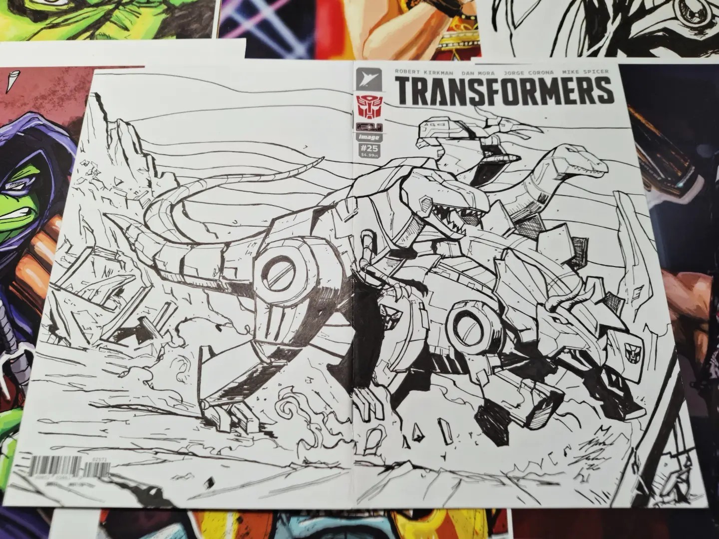 Dino Bots  Sketch Cover Original Sketch Markers Art Signed by Michael Fulcher
