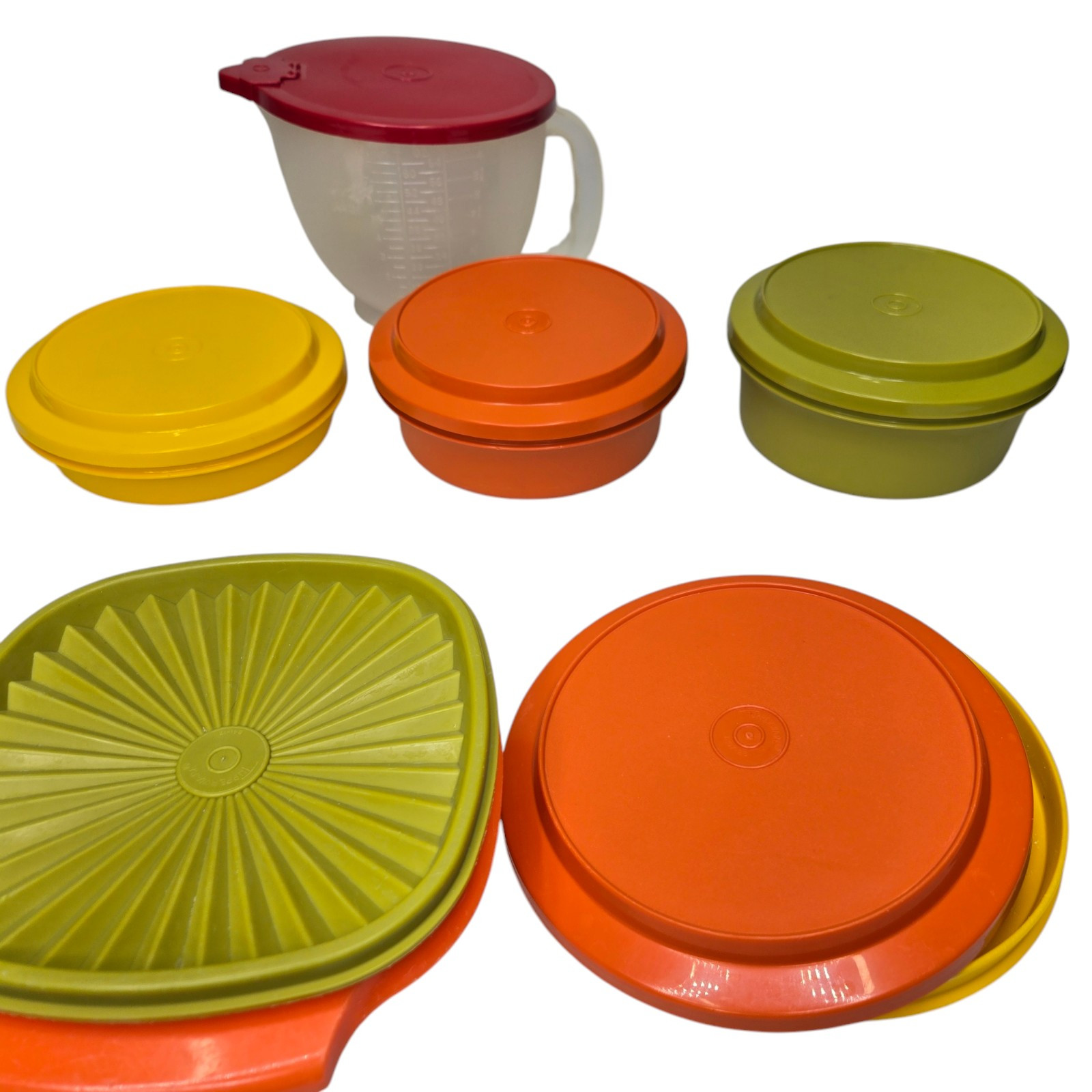 Tupperware Food Storage Set Orange Yellow Green Vintage Kitchenware 11pc Set