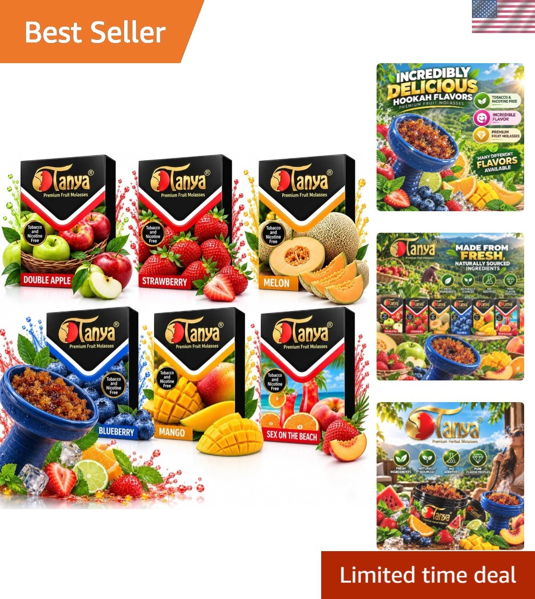 Luscious Fruit Mix Herbal Shisha Variety - 6x50g Tobacco & Nicotine Free