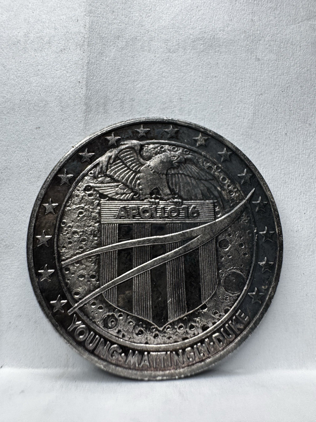 Vintage Apollo 16 Silver Commemorative Medal NASA Coin Young Mattingly