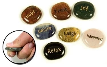Engraved Inspirational Word Stones - Set up 5 - Grooved Worry Stone - Unique