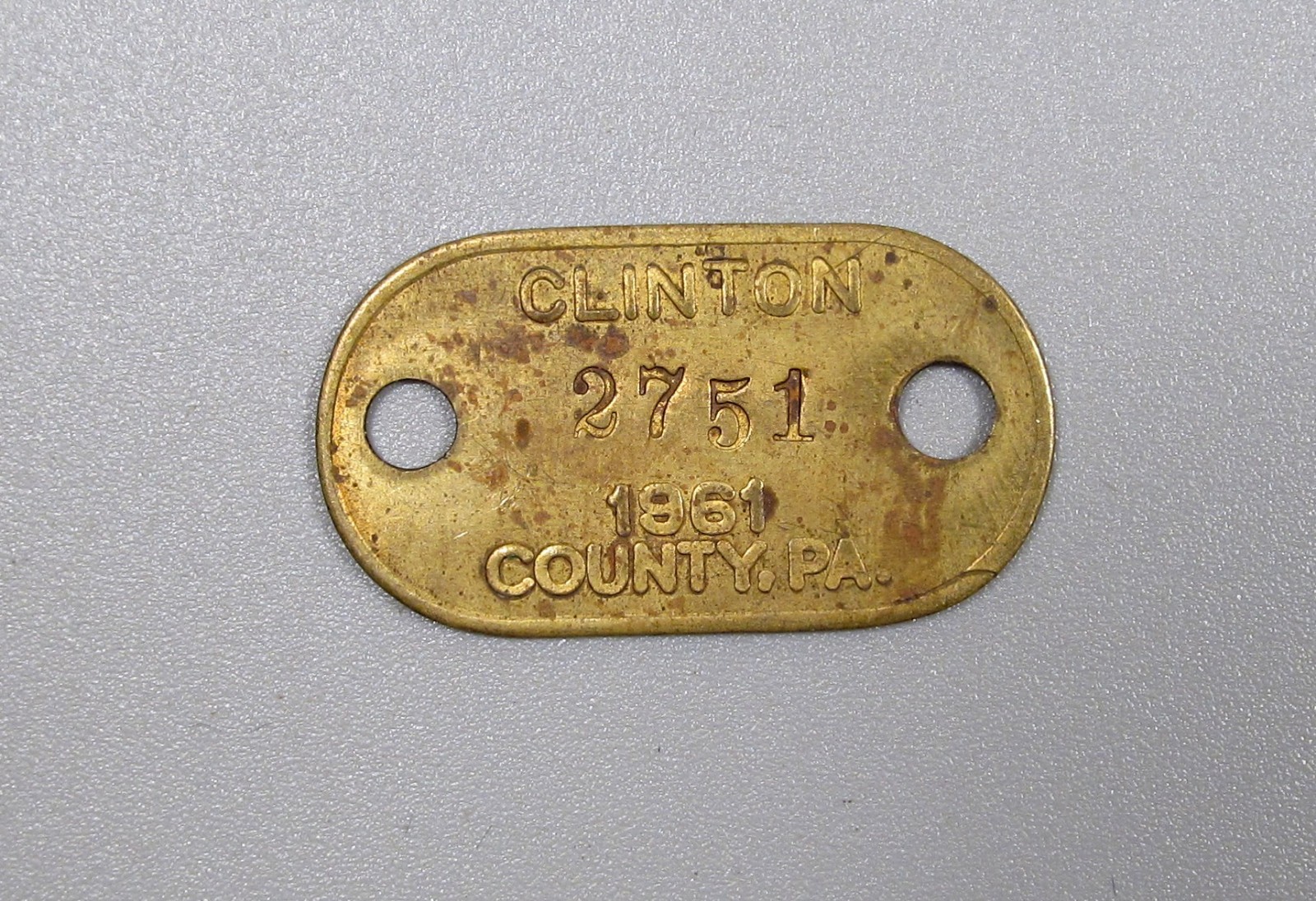 Vintage 1961 Clinton Co, PA Dog Tax License Good Shape