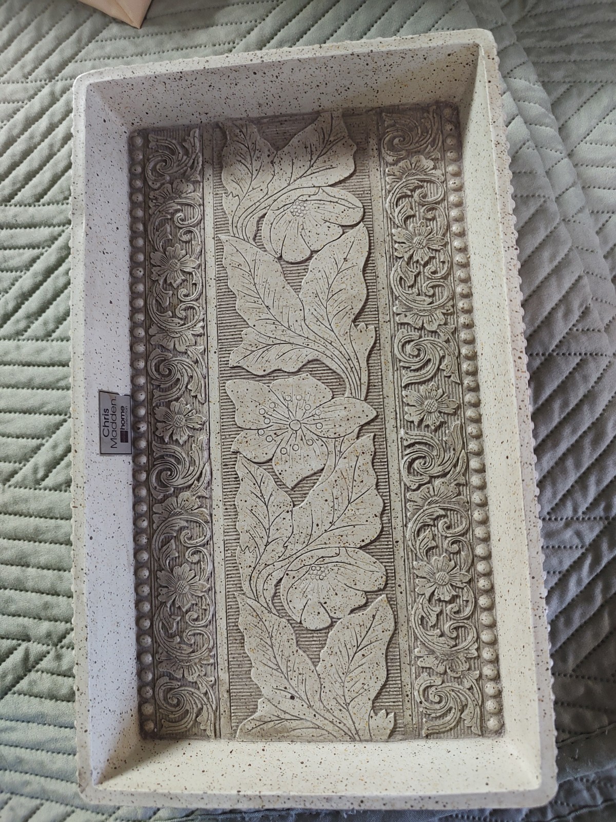 Vtg Chris Madden Home Collection JC Penney Frieze Small Beige Tray