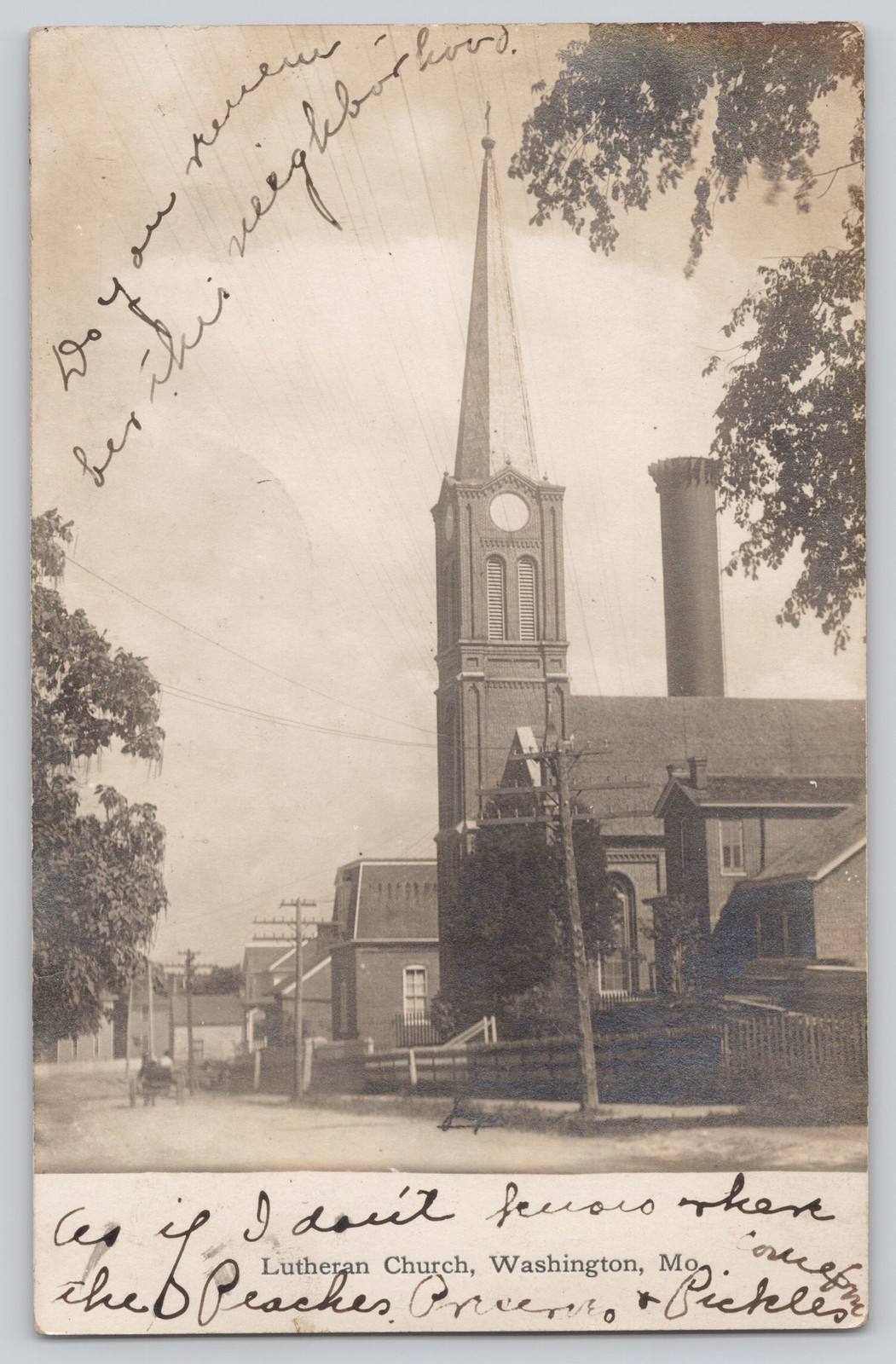 RPPC Lutheran Church Washington MO c1907 Undivided Back Postcard Street View