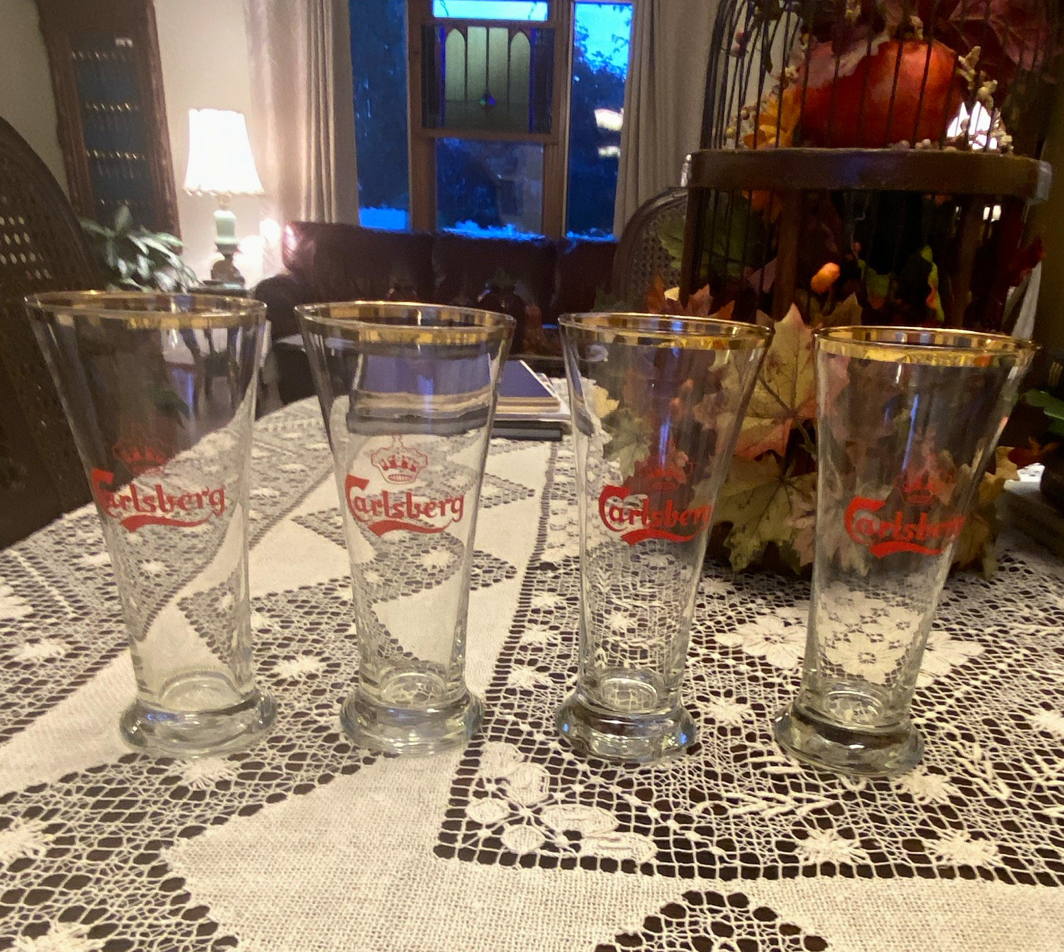Carlsberg Pilsner Beer Glasses Set of 4 Clear Pilsner Glass Breweriana
