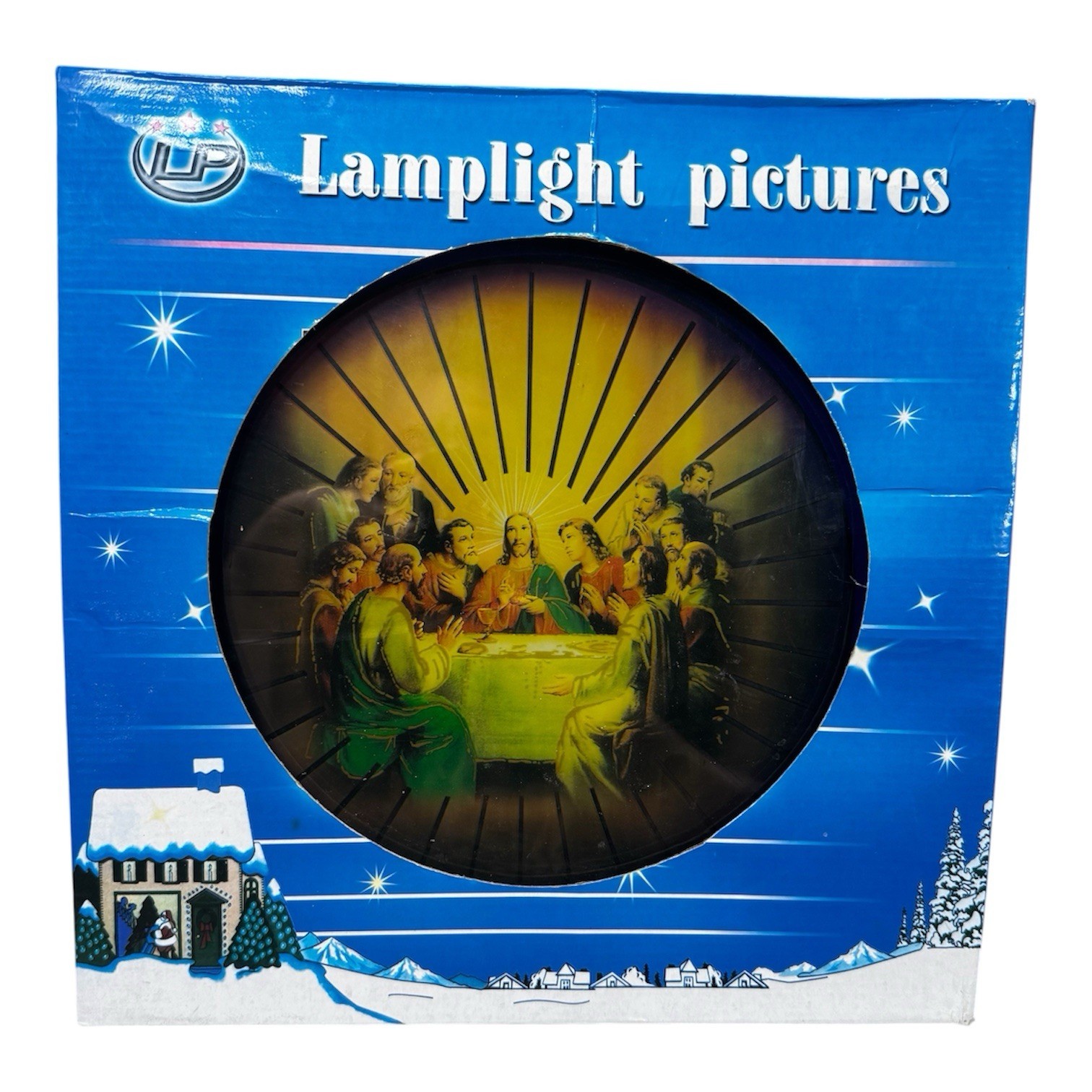 Vintage Last Supper Jesus Psychedelic Spinning Light Up Framed Rare New Sealed