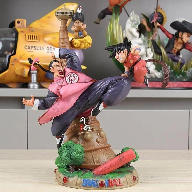 28cm Dragon Ball Goku vs Tao Pai Pai Figure Karin Tower Collectible Statue