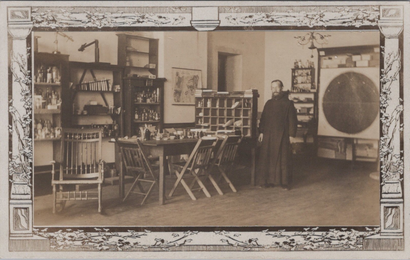 RPPC Mount Angel College OR Interior Classroom Priest c1910 photo postcard MP11