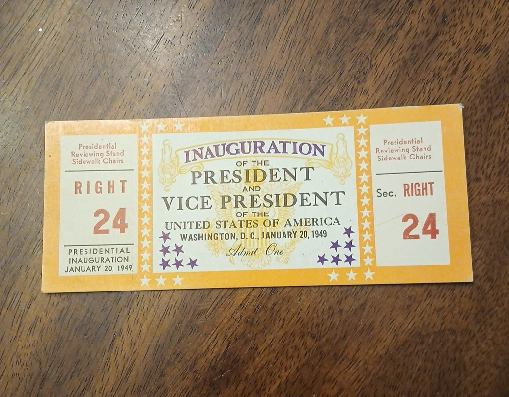 1949 U.S. President Harry S. Truman - Inauguration Ticket - January 20