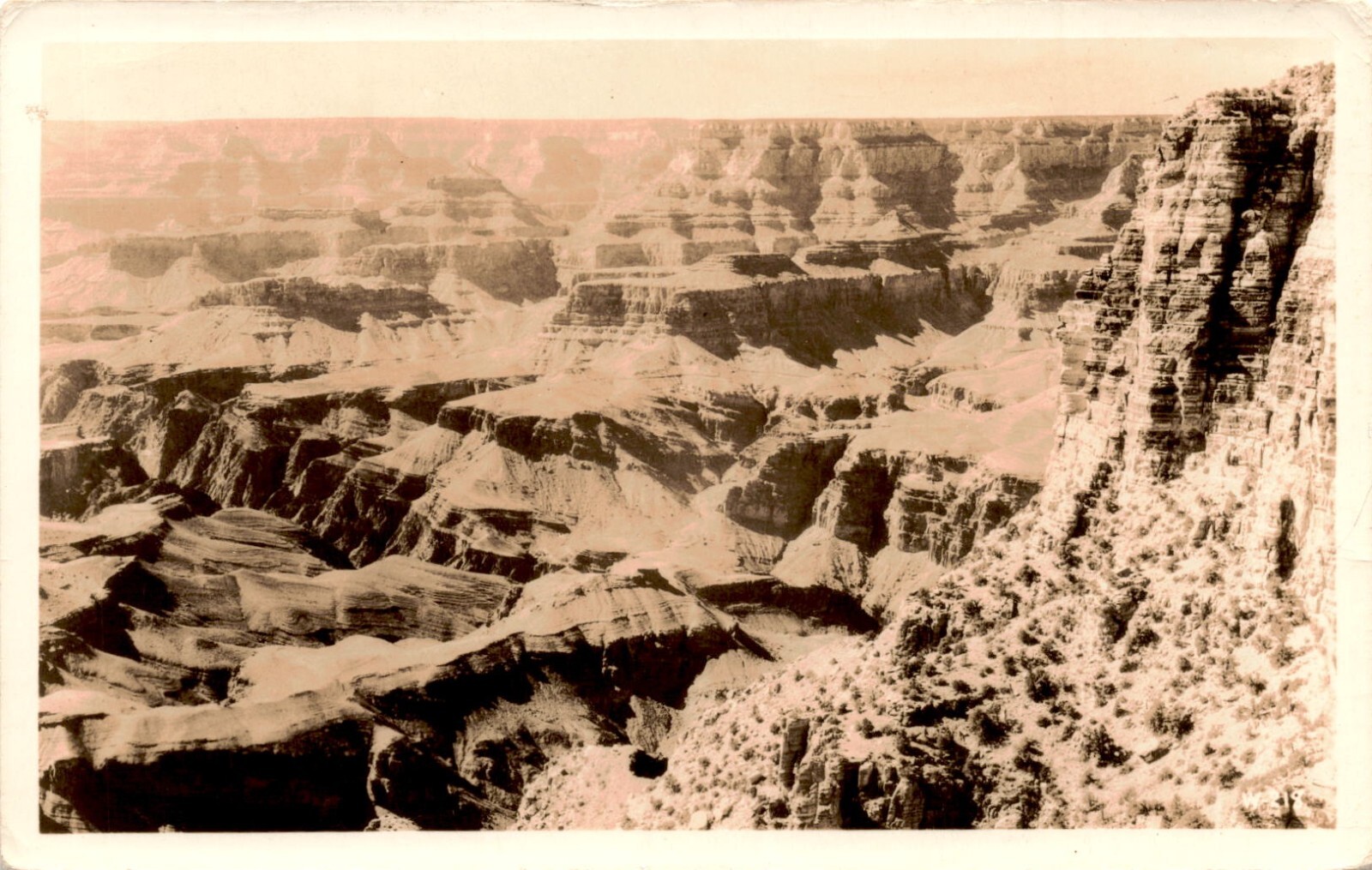 Postcard RPPC DOPS Stamp Box 1925-42 Grand Canyon AZ W-219 West Rim Mojave Point