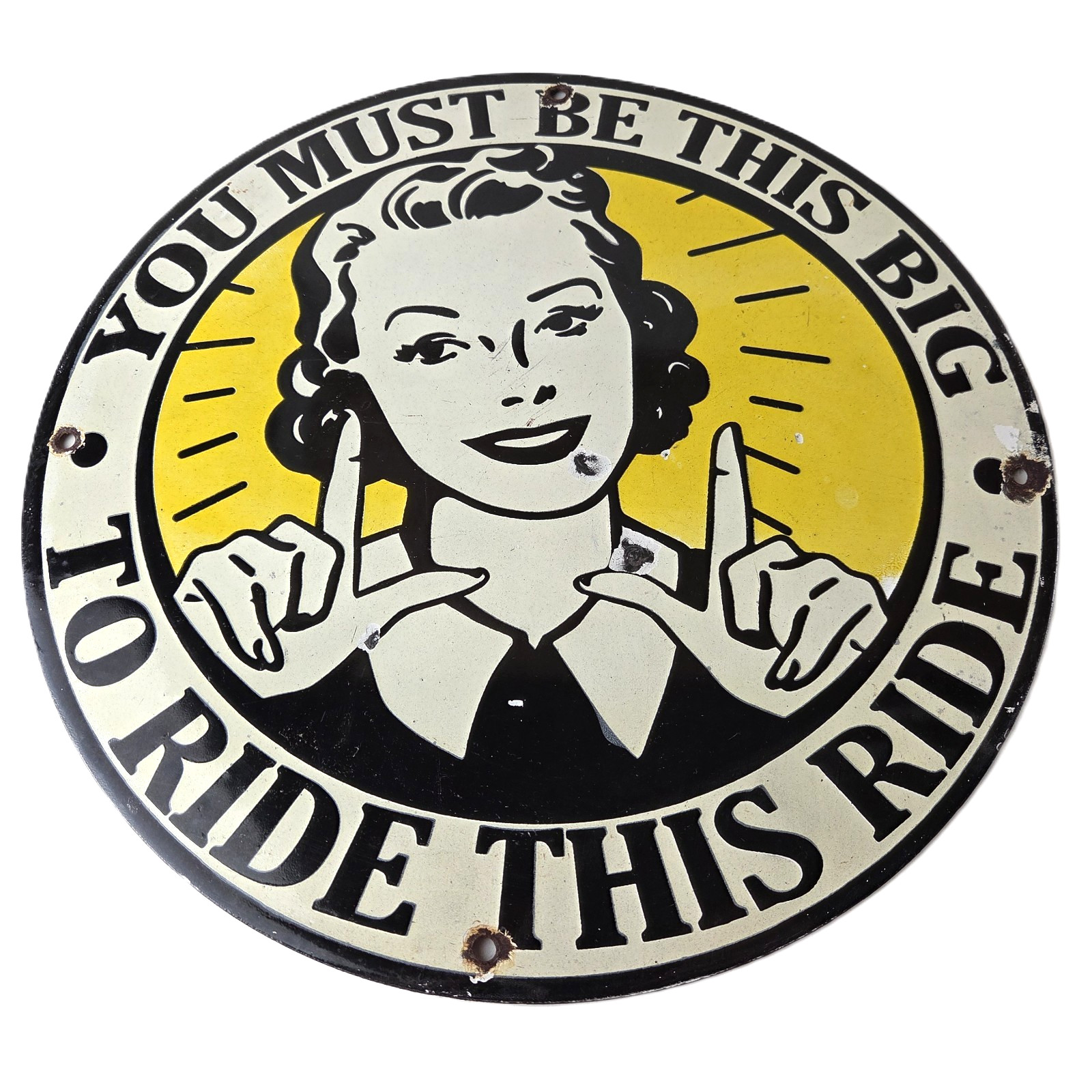 Vintage Must Be This Big to Ride Porcelain Sign - Adults Only Gas Station Sign