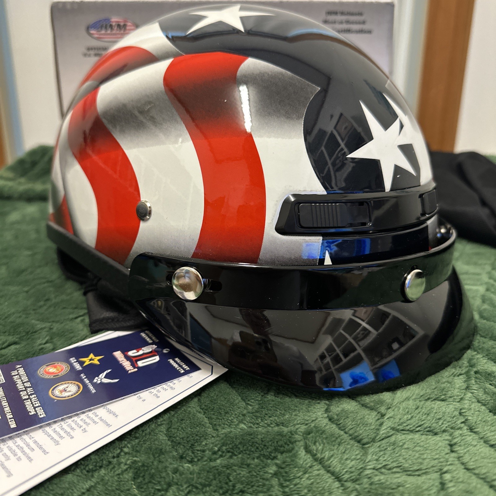 USA Flag Motorcycle Helmet Half Helmet size L 59-60 cm new in box 