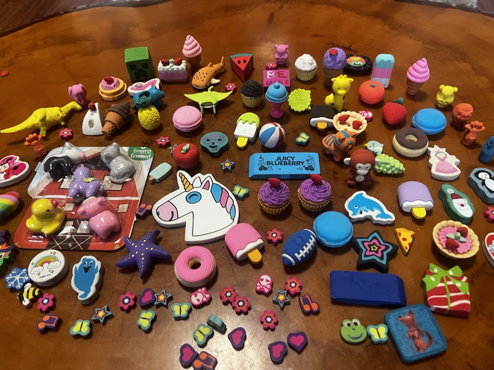 Huge Lot Of Novelty Pencil Erasers Variety Lot 1.5 Pounds