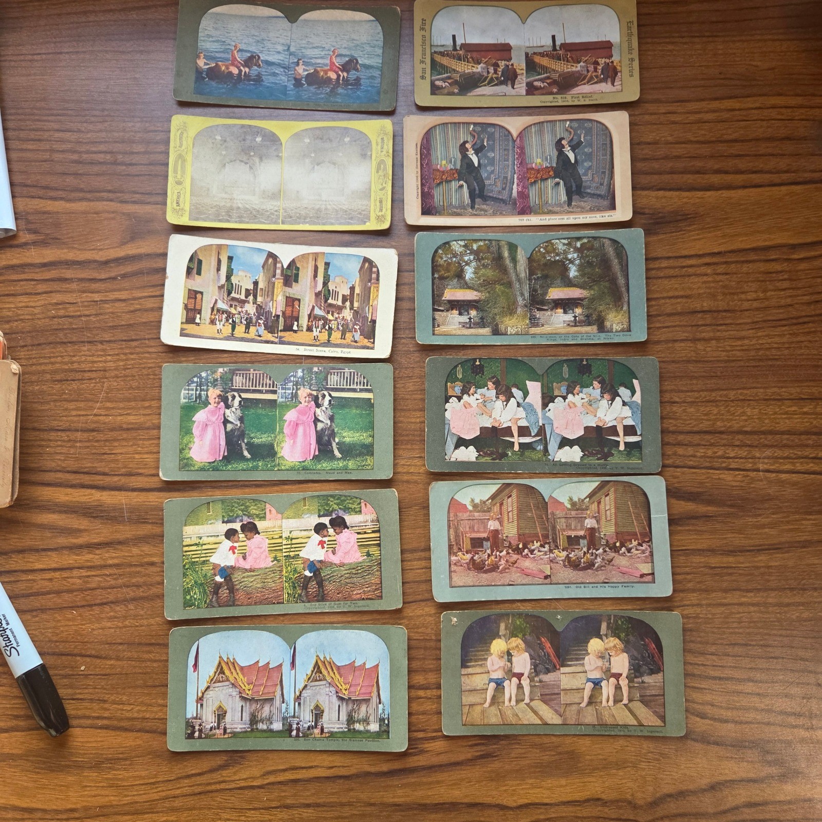 Vintage Stereoview Cards Lot 12p 1906 San Francisco Fire Egypt Ingersoll 1898-06