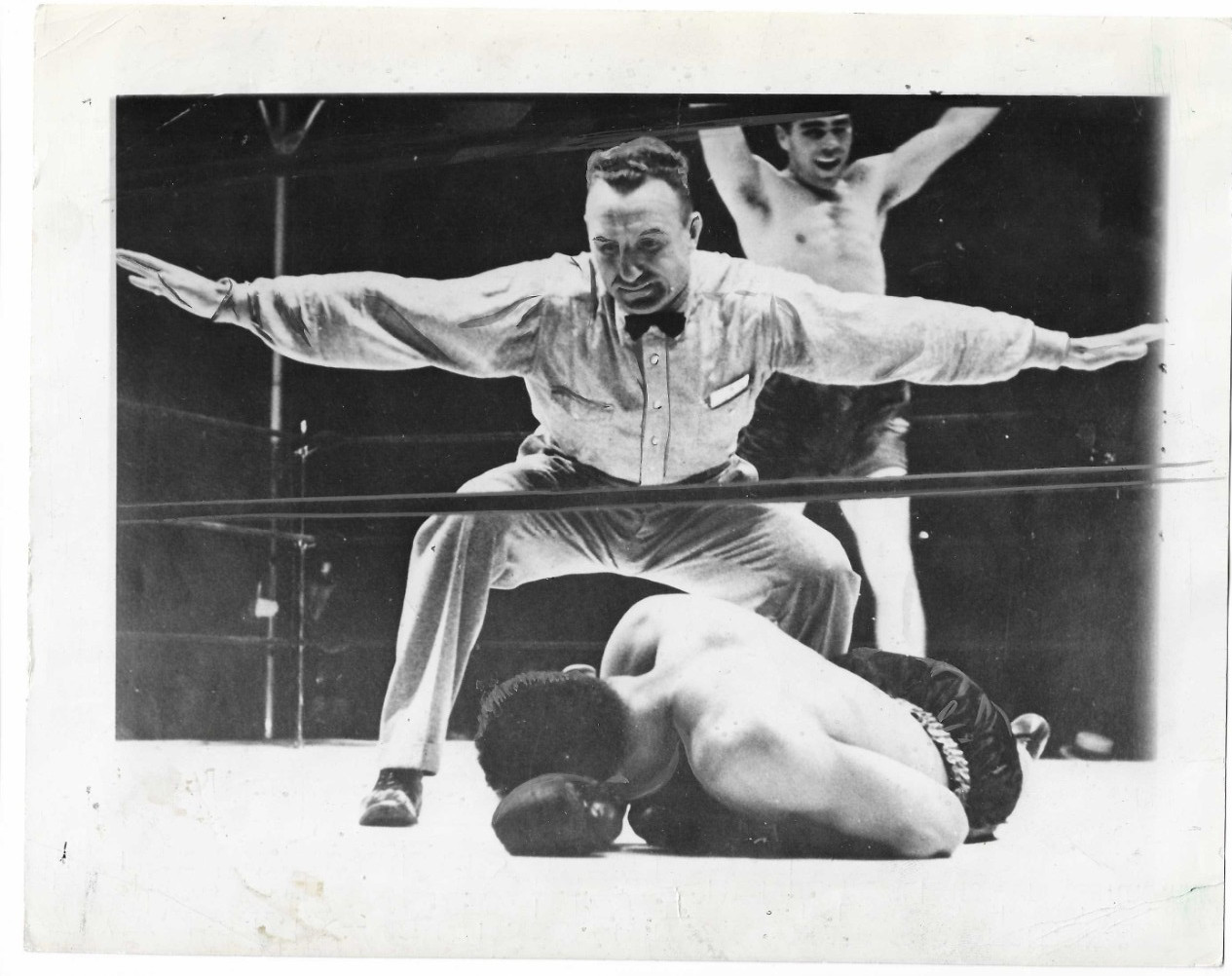 Joe Louis Max Schmeling 1936 Knockout NY Vintage AP Press photo 7x9 LIGHTS OUT