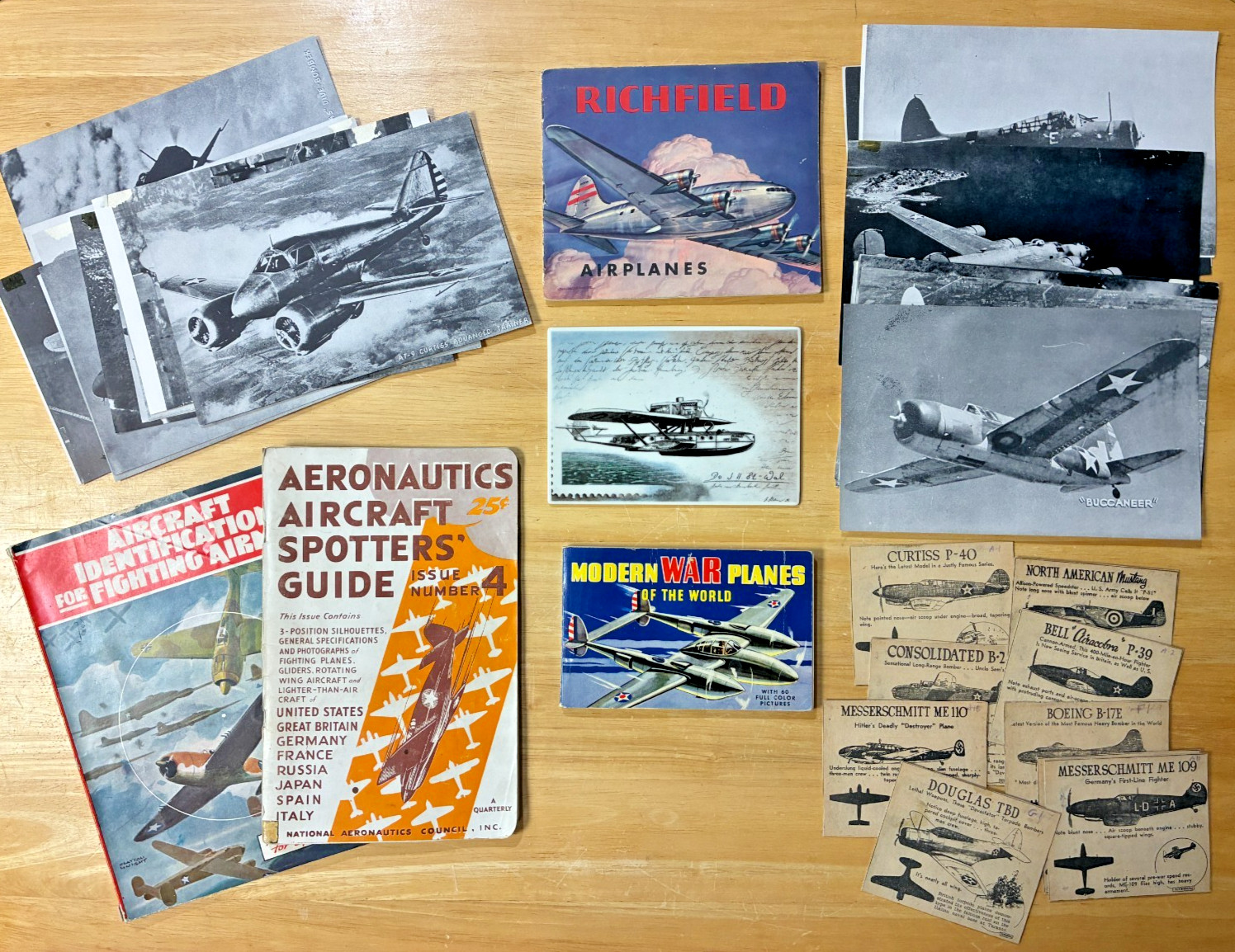 Vintage 1940s WWII Plane Spotter Lot Booklets Photos Richfield Aviation Cutouts