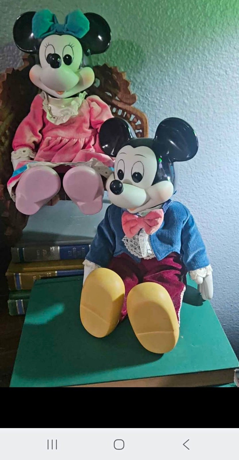 VTG Walt Disneys Mickey & Minnie Mouse Porcelain Key Wind Up Musical Dolls