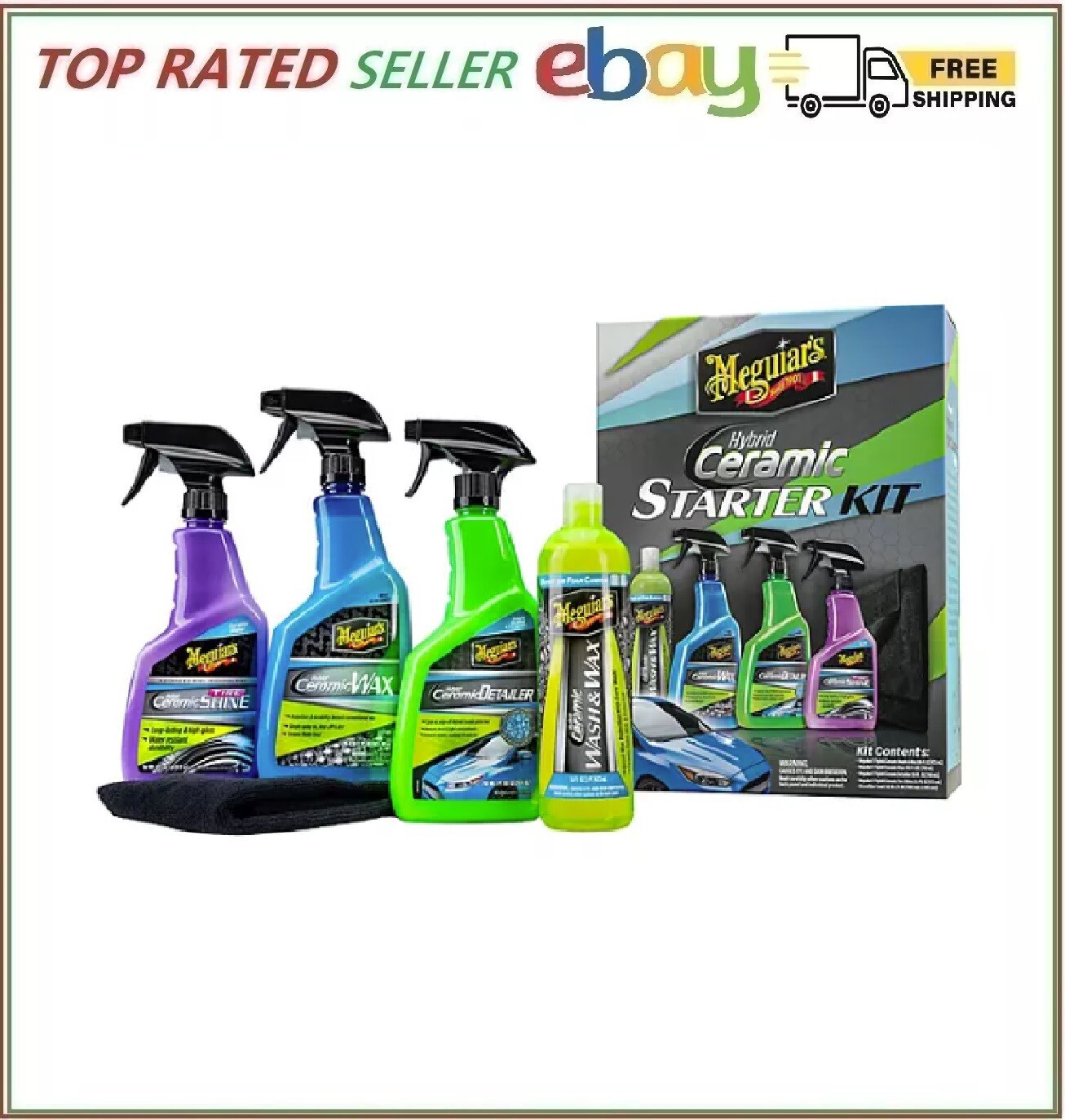 Meguiar’s Hybrid Ceramic Starter Kit - Detailing Kit Includes Car Wash, Wax, Det