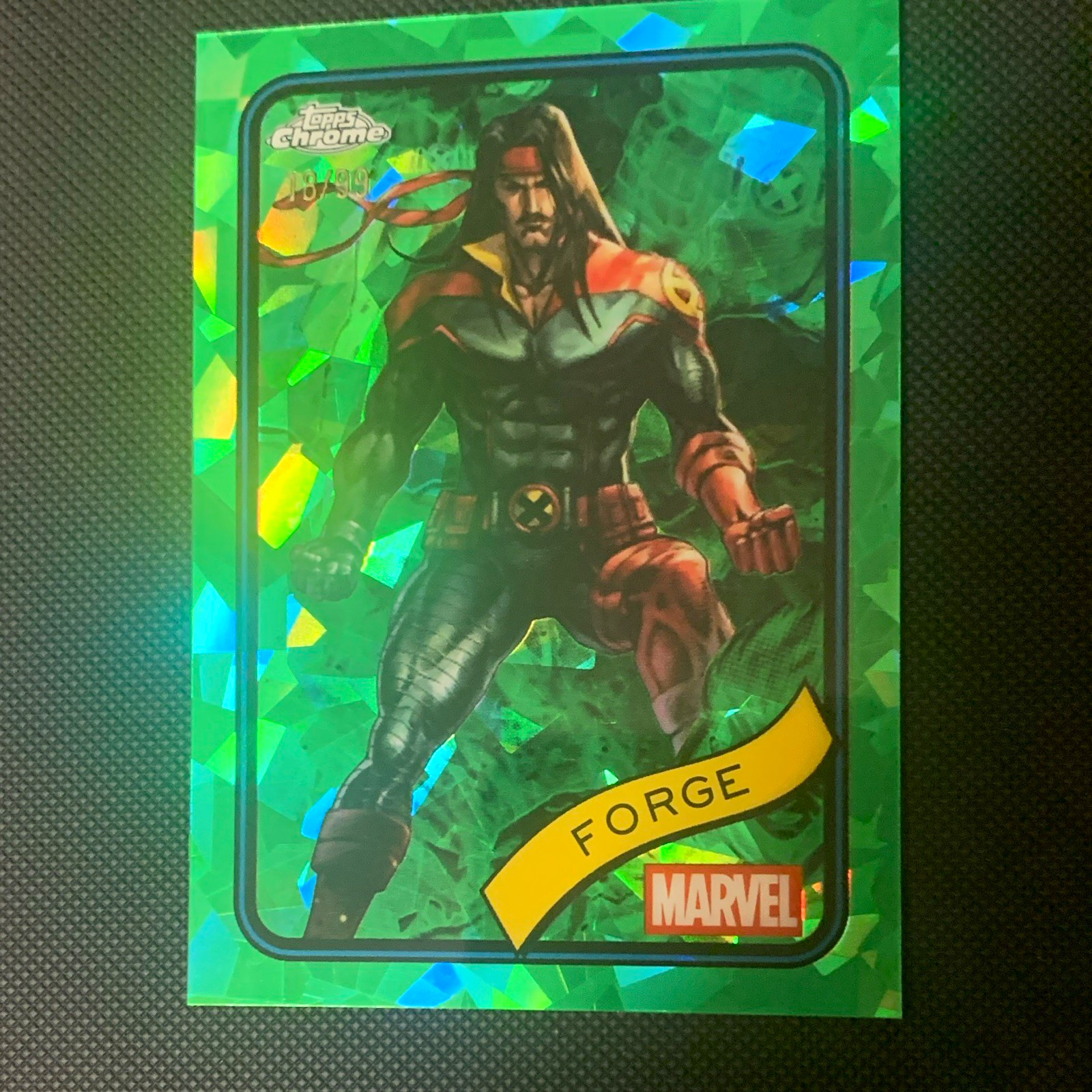 Topps 2025 Topps Chrome Marvel Forge Green Refractor Serial Numbered 10/99 #50