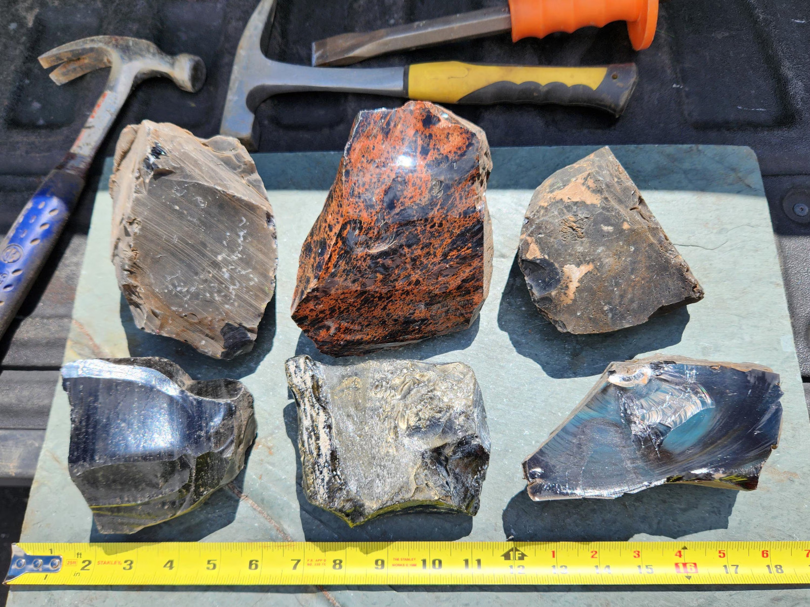 6 Piece Rough Obsidian Variety Collection, 15+ lbs Mahogany, Gold Sheen, Rainbow