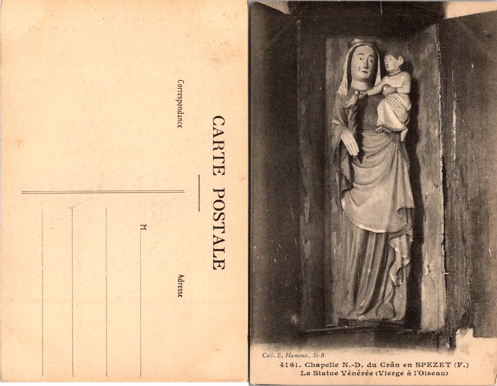 Bretagne France Chapelle ND Du Cran en Spezet La Statue Venevee Postcard 73500