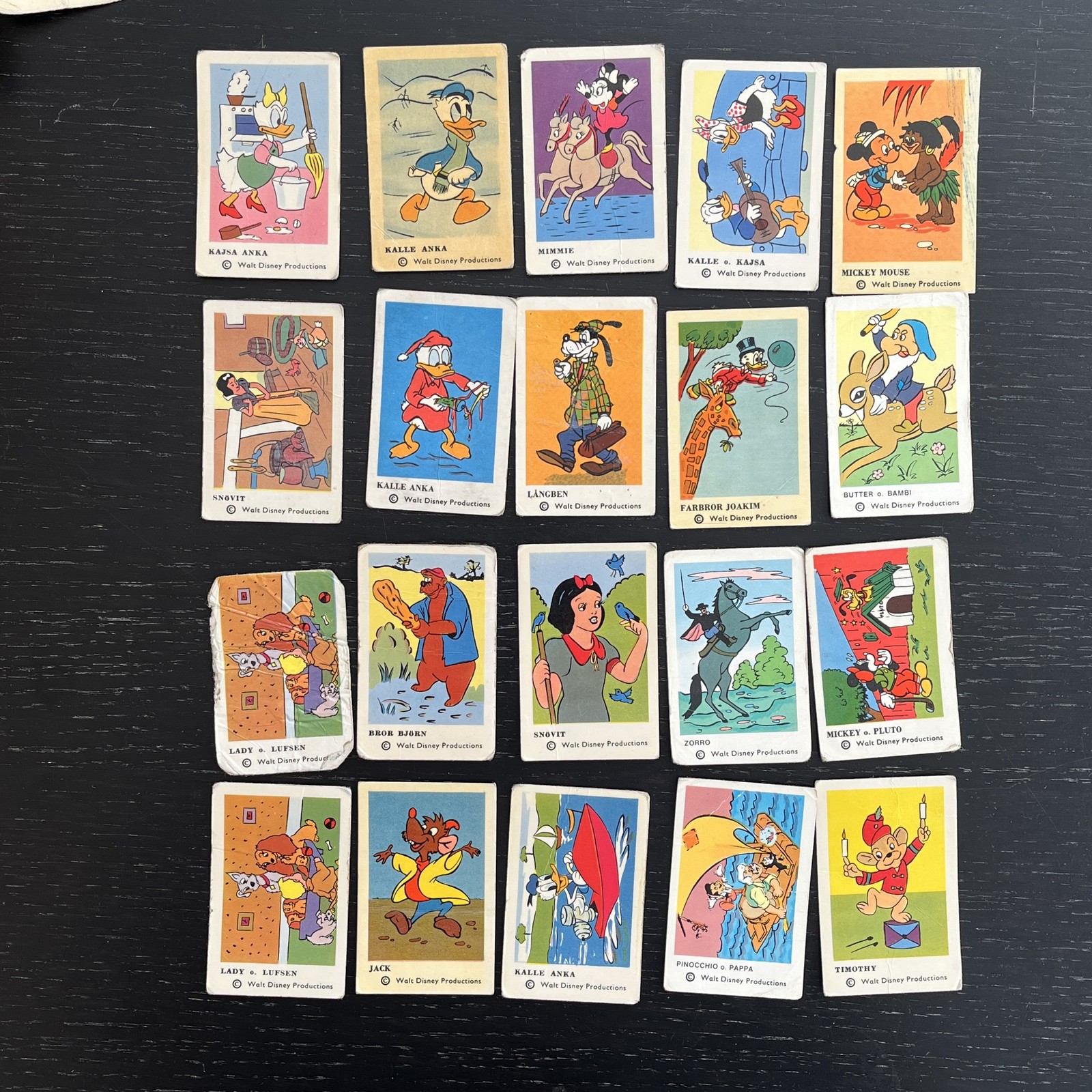 Mickey Mouse Donald Duck 1960s Disneybilder Vintage Trading Cards Poor Lot (20)